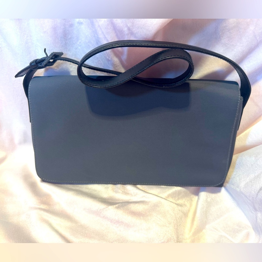 COACH Mercer Jet Black Flap Microfiber Shoulder Bag Rare 90s COACH Vintage - Picture 1 of 10